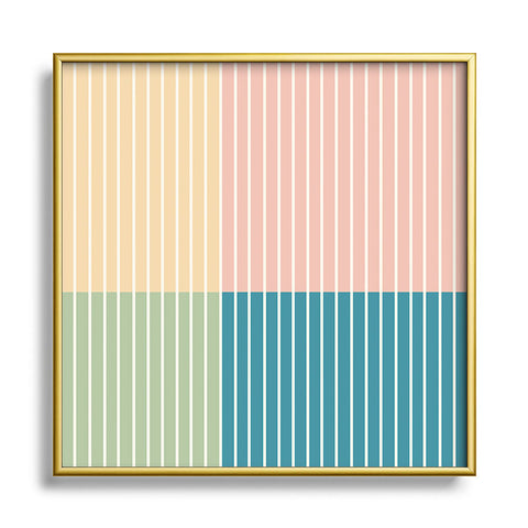 Colour Poems Color Block Line Abstract VII Square Metal Framed Art Print