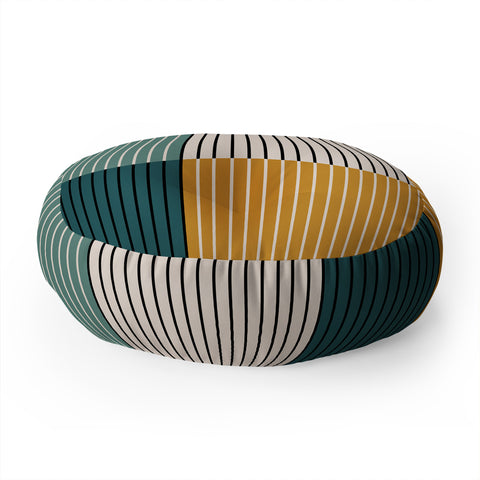 Colour Poems Color Block Line Abstract VIII Floor Pillow Round