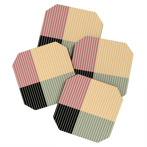 Colour Poems Color Block Line Abstract XII Coaster Set