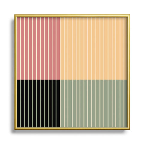 Colour Poems Color Block Line Abstract XII Square Metal Framed Art Print