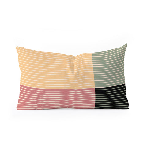 Colour Poems Color Block Line Abstract XII Oblong Throw Pillow