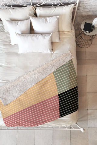 Colour Poems Color Block Line Abstract XII Fleece Throw Blanket