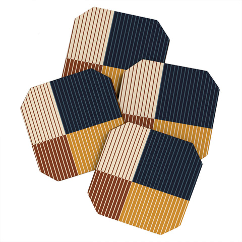 Colour Poems Color Block Line Abstract XIII Coaster Set