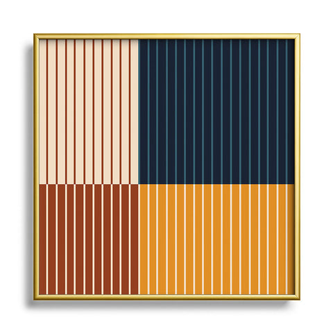 Colour Poems Color Block Line Abstract XIII Square Metal Framed Art Print