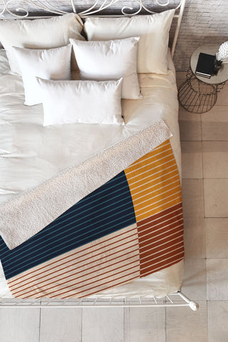 Colour Poems Color Block Line Abstract XIII Fleece Throw Blanket