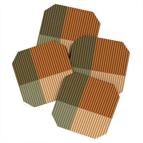 Colour Poems Color Block Line Abstract XIV Coaster Set