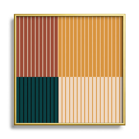 Colour Poems Color Block Line Abstract XV Square Metal Framed Art Print