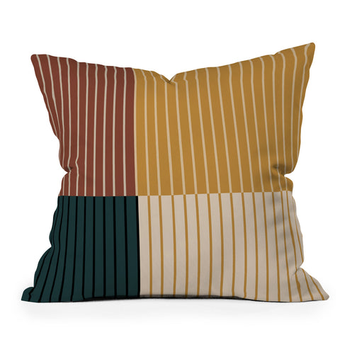 Colour Poems Color Block Line Abstract XV Outdoor Throw Pillow