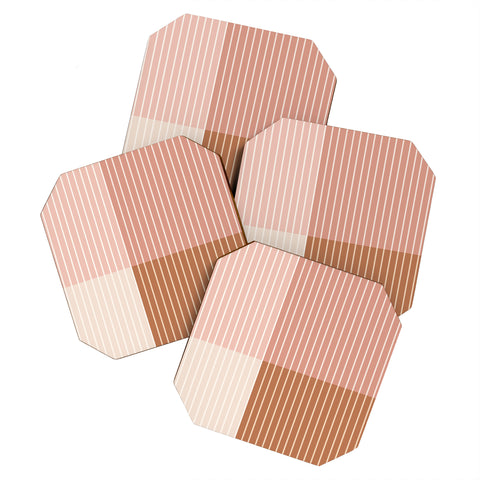 Colour Poems Color Block Line Abstract XVI Coaster Set