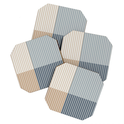 Colour Poems Color Block Line Abstract XVII Coaster Set