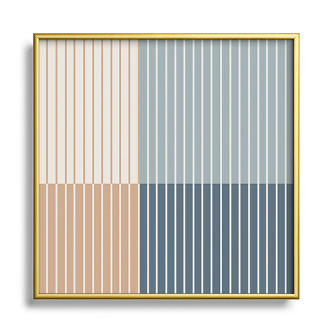 Colour Poems Color Block Line Abstract XVII Square Metal Framed Art Print