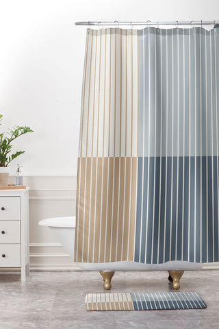 Colour Poems Color Block Line Abstract XVII Shower Curtain And Mat