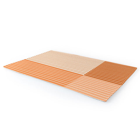 Colour Poems Color Block Lines Peach Fuzz Area Rug