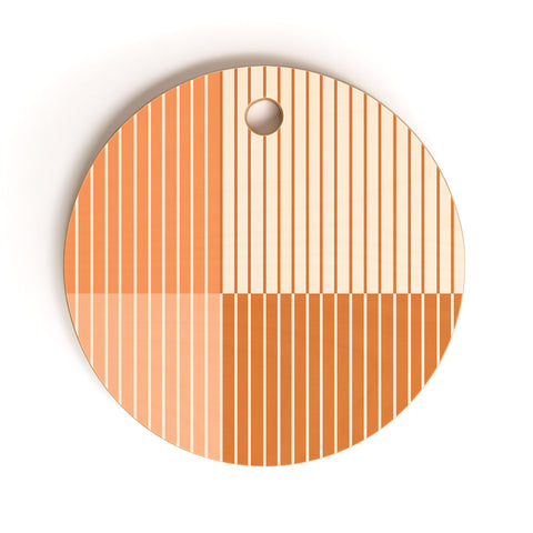 Colour Poems Color Block Lines Peach Fuzz Cutting Board Round