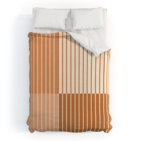 Colour Poems Color Block Lines Peach Fuzz Duvet Cover