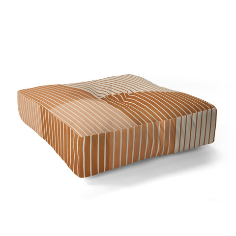 Colour Poems Color Block Lines Peach Fuzz Floor Pillow Square