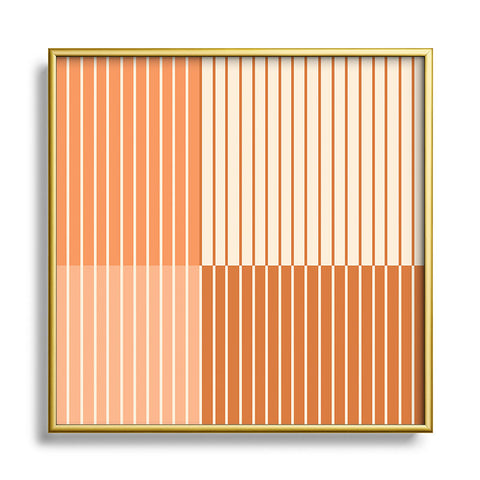 Colour Poems Color Block Lines Peach Fuzz Square Metal Framed Art Print