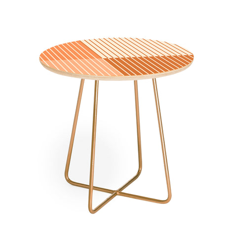 Colour Poems Color Block Lines Peach Fuzz Round Side Table