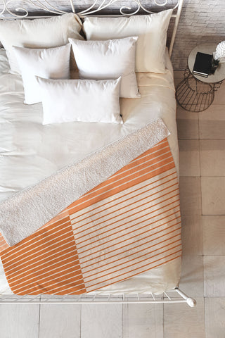 Colour Poems Color Block Lines Peach Fuzz Fleece Throw Blanket