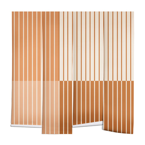 Colour Poems Color Block Lines Peach Fuzz Wall Mural