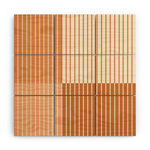 Colour Poems Color Block Lines Peach Fuzz Wood Wall Mural