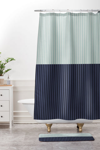 Colour Poems Color Block Lines XI Shower Curtain And Mat