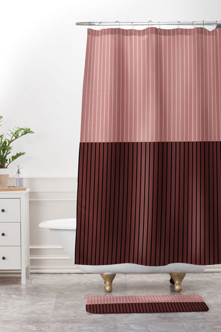 Colour Poems Color Block Lines XVI Shower Curtain And Mat