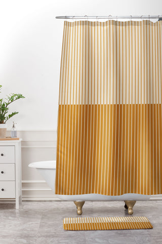 Colour Poems Color Block Lines XVIII Shower Curtain And Mat