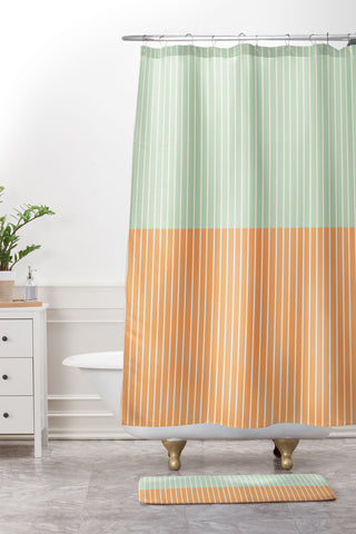 Colour Poems Color Block Lines XXIV Shower Curtain And Mat