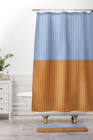 Colour Poems Color Block Lines XXV Shower Curtain And Mat