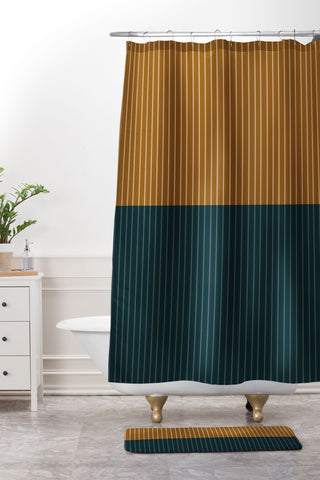 Colour Poems Color Block Lines XXXII Shower Curtain And Mat