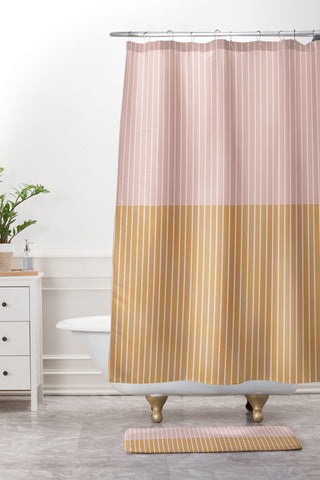 Colour Poems Color Block Lines XXXVII Shower Curtain And Mat