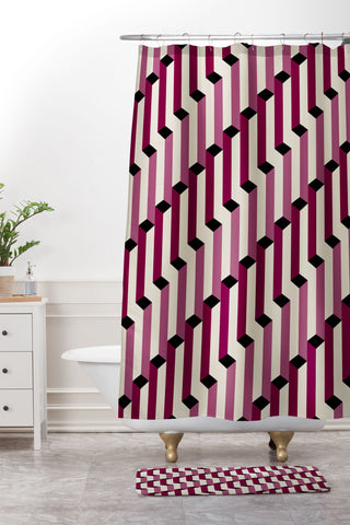 Colour Poems Columns Pattern I Shower Curtain And Mat