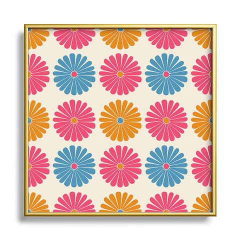 Colour Poems Daisy Pattern Multicolor II Square Metal Framed Art Print