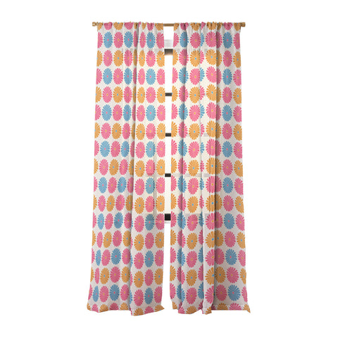 Colour Poems Daisy Pattern Multicolor II Sheer Window Curtain