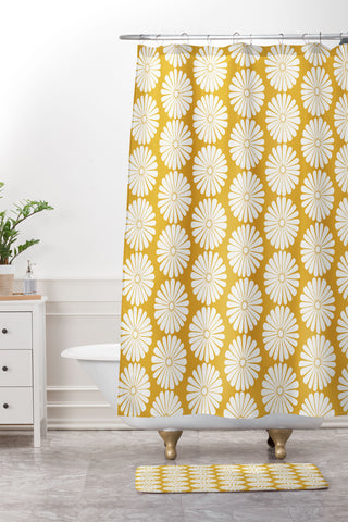 Colour Poems Daisy Pattern XXIV Yellow Shower Curtain And Mat