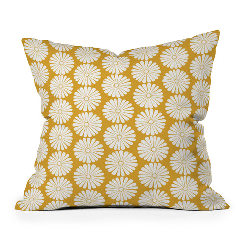 Colour Poems Daisy Pattern XXIV Yellow Outdoor Throw Pillow