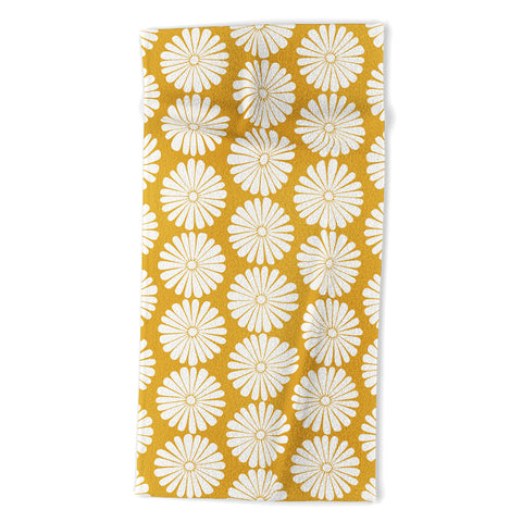 Colour Poems Daisy Pattern XXIV Yellow Beach Towel