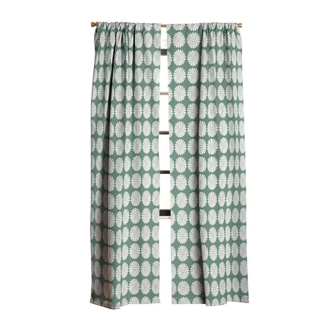 Colour Poems Daisy Pattern XXXIV Green Blackout Window Curtain