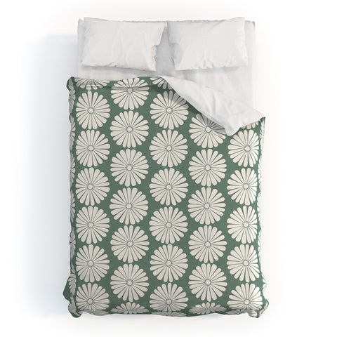 Colour Poems Daisy Pattern XXXIV Green Duvet Cover