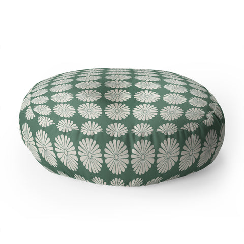 Colour Poems Daisy Pattern XXXIV Green Floor Pillow Round