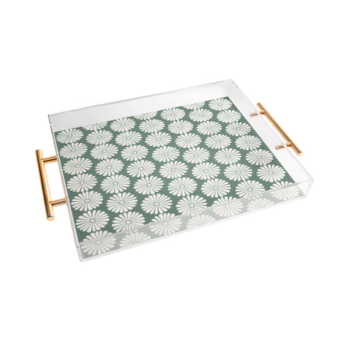 Colour Poems Daisy Pattern XXXIV Green Acrylic Tray