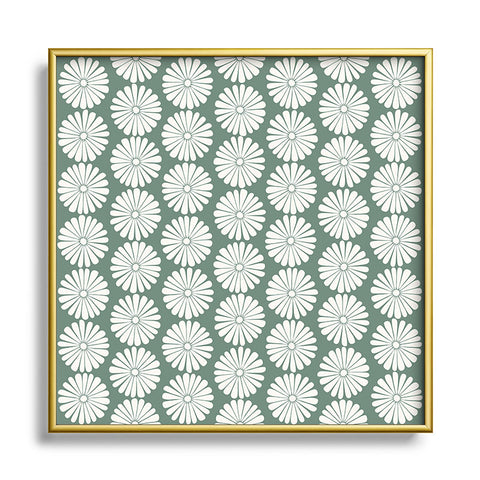 Colour Poems Daisy Pattern XXXIV Green Square Metal Framed Art Print
