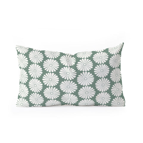 Colour Poems Daisy Pattern XXXIV Green Oblong Throw Pillow