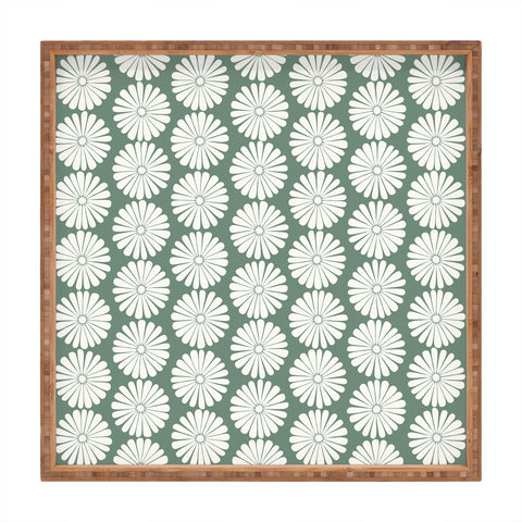 Colour Poems Daisy Pattern XXXIV Green Square Tray