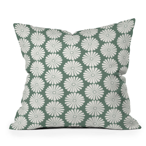 Colour Poems Daisy Pattern XXXIV Green Throw Pillow