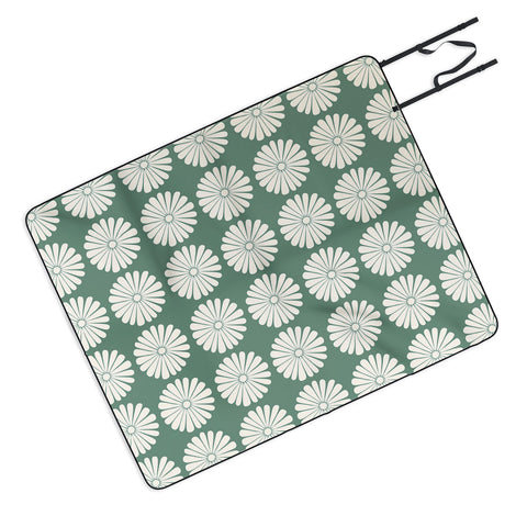 Colour Poems Daisy Pattern XXXIV Green Picnic Blanket