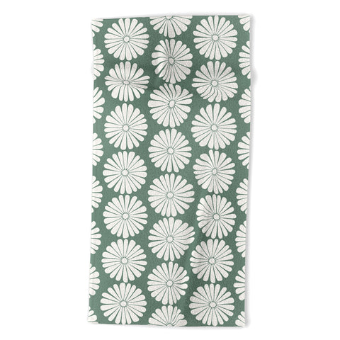 Colour Poems Daisy Pattern XXXIV Green Beach Towel