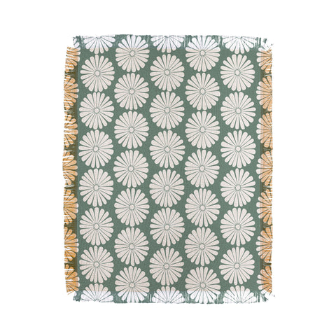 Colour Poems Daisy Pattern XXXIV Green Throw Blanket