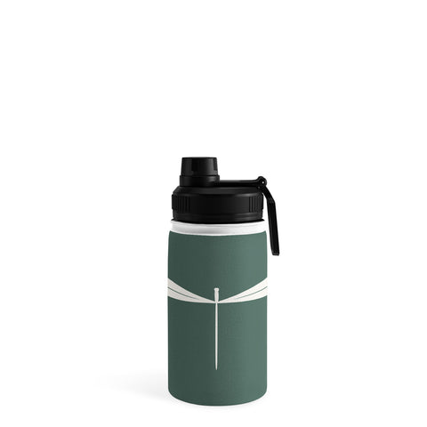 Colour Poems Dragonfly Minimalism Green Water Bottle